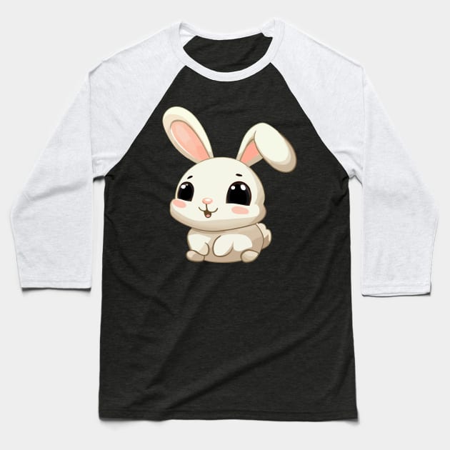cute baby bunny cartoon vector illustration Baseball T-Shirt by art poo
